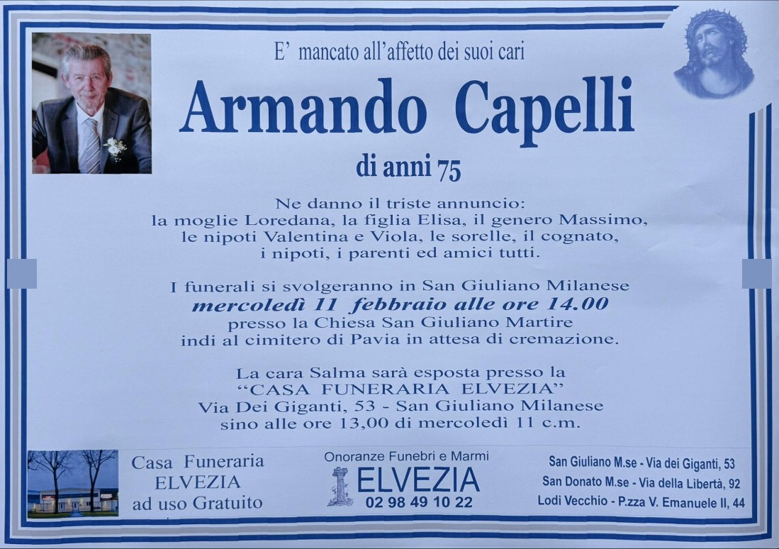Necrologio di Armando Capelli
