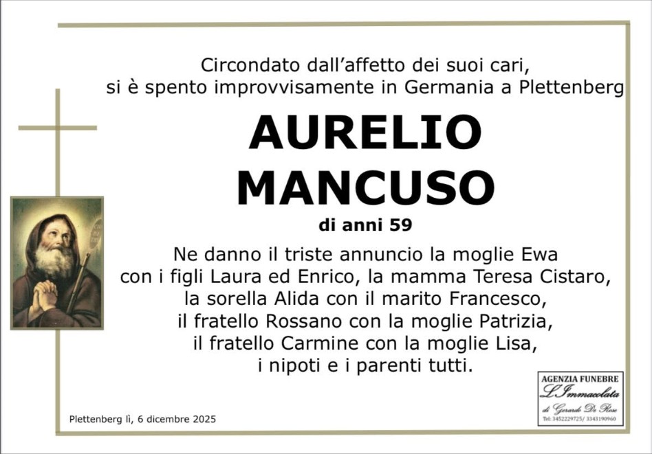 Necrologio di Aurelio Mancuso
