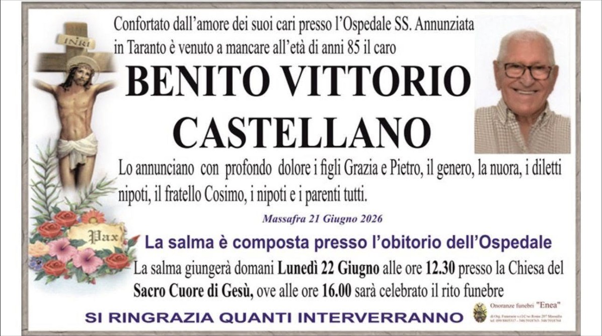 Necrologio di Benito Vittorio Castellano