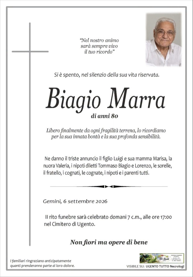 Necrologio di Biagio Marra