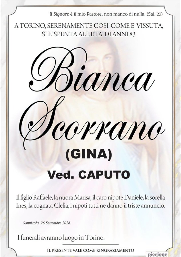 Necrologio di Bianca Scorrano
