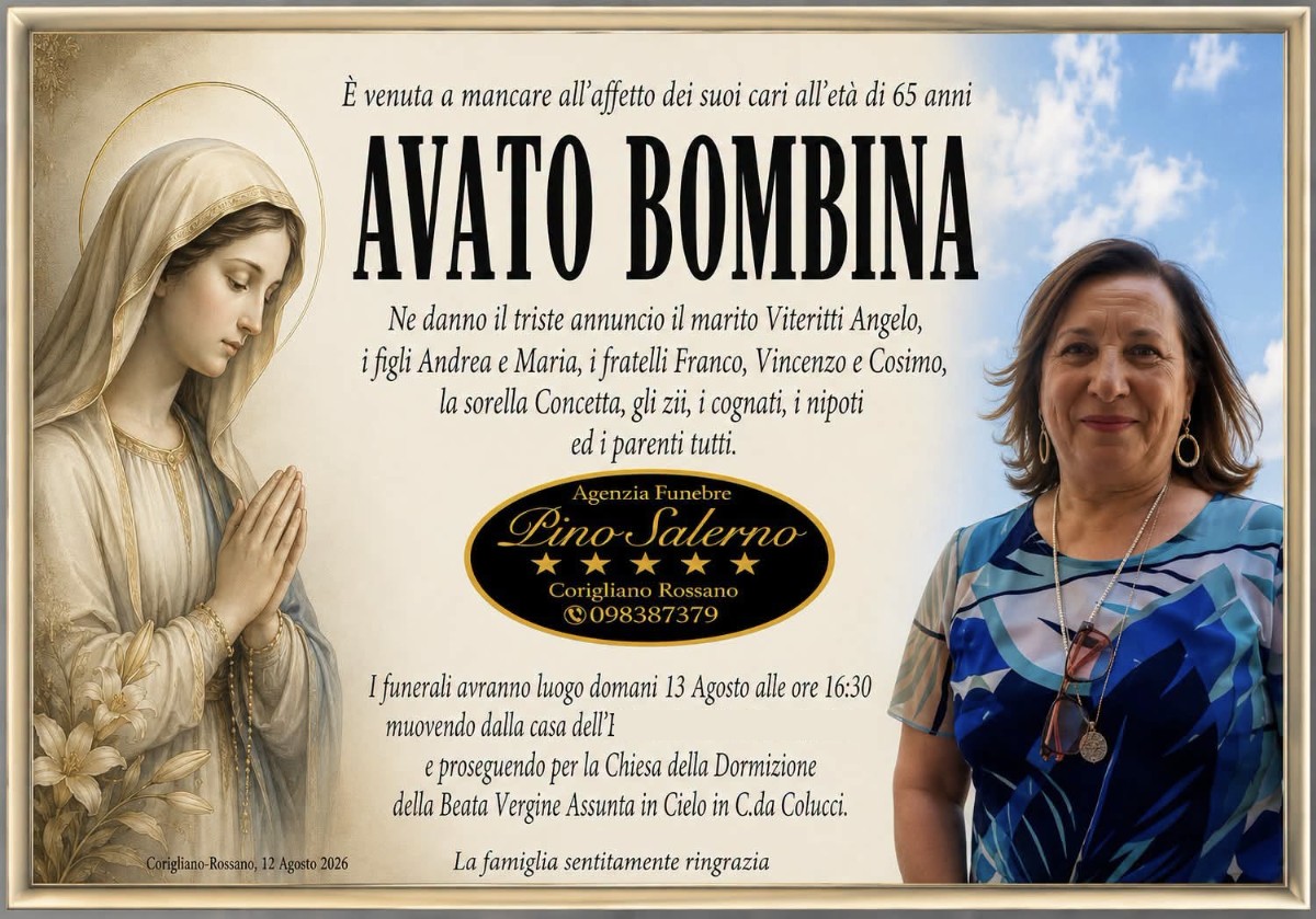 Necrologio di Bombina Avato