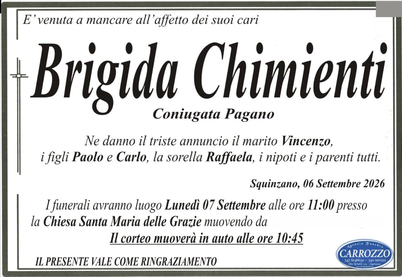 Necrologio di Brigida Chimienti