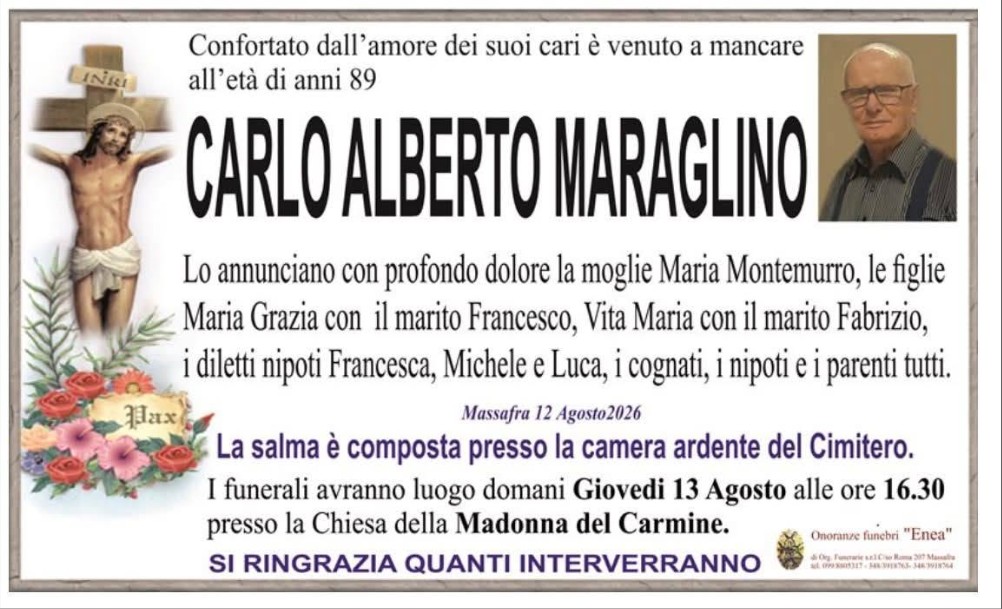 Necrologio di Carlo Alberto Maraglino