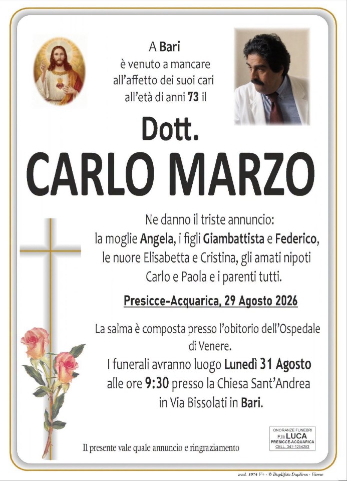 Necrologio di Carlo Marzo