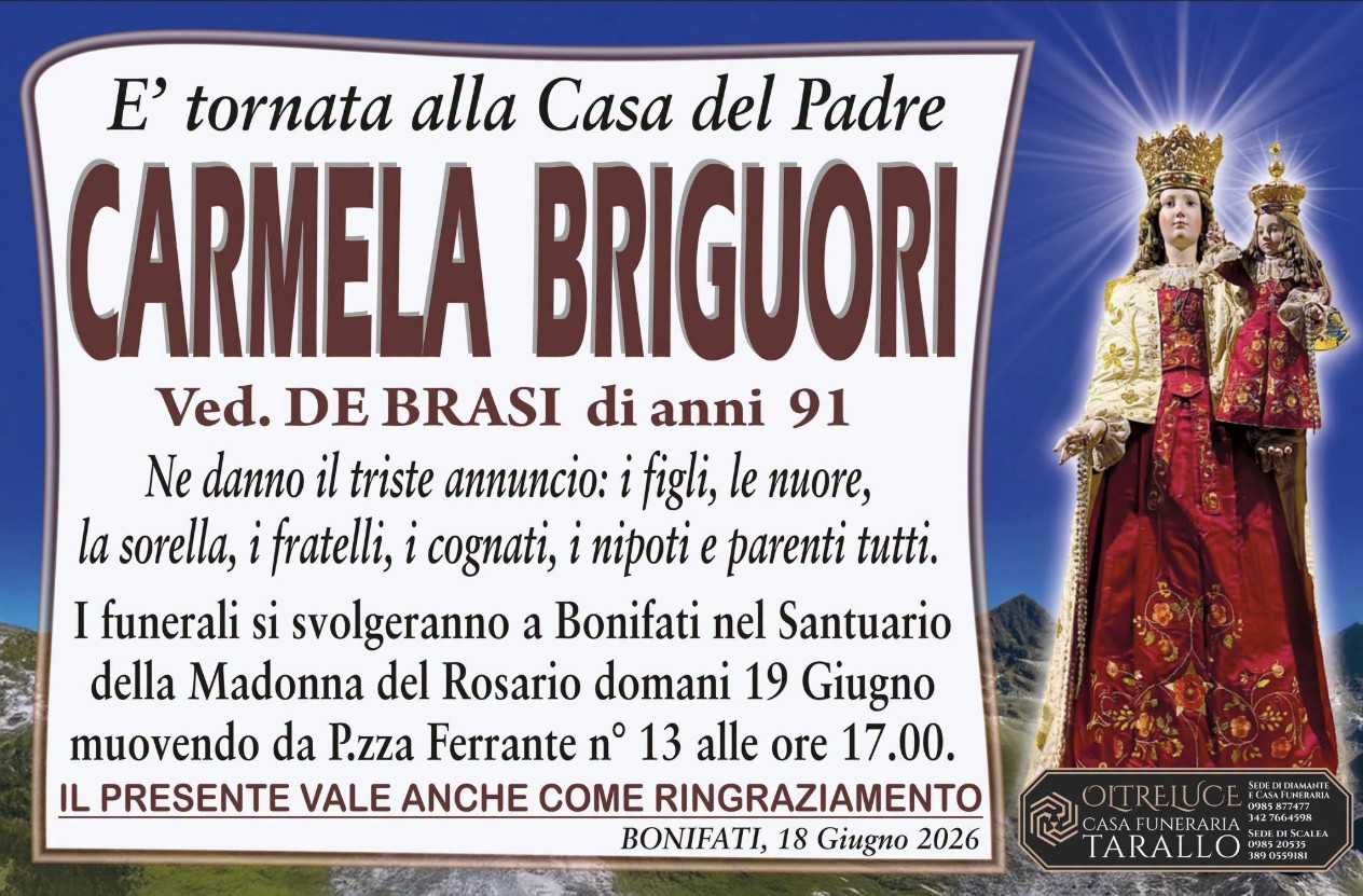 Necrologio di Carmela Briguori