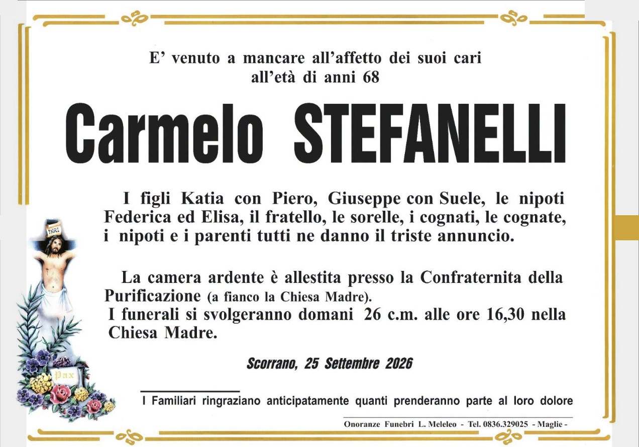 Necrologio di Carmelo Stefanelli