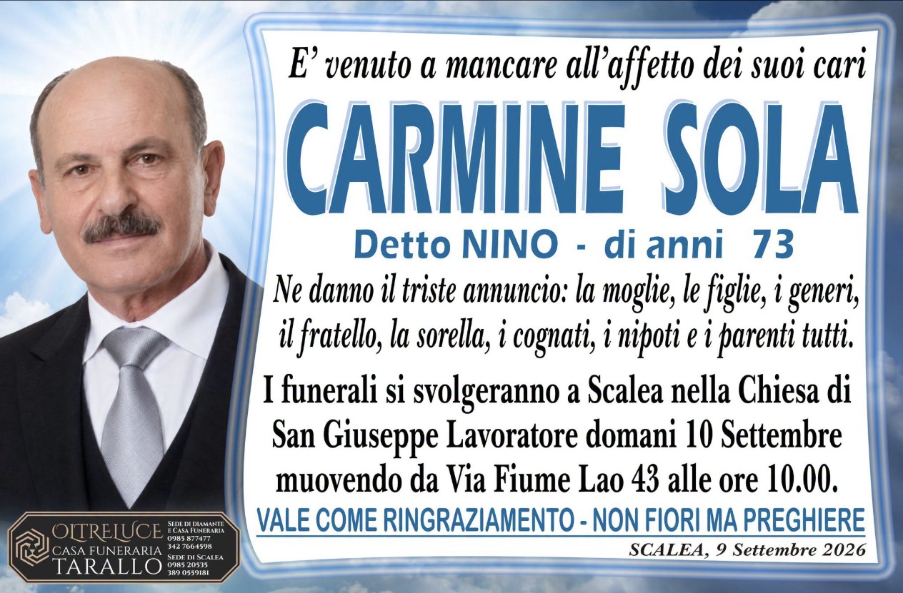 Necrologio di Carmine Sola