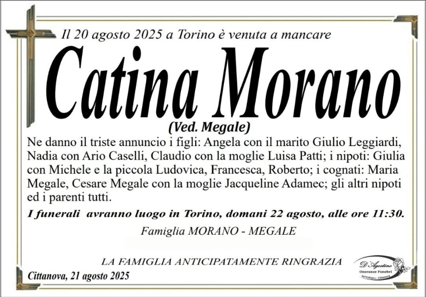 Necrologio di Catina Morano