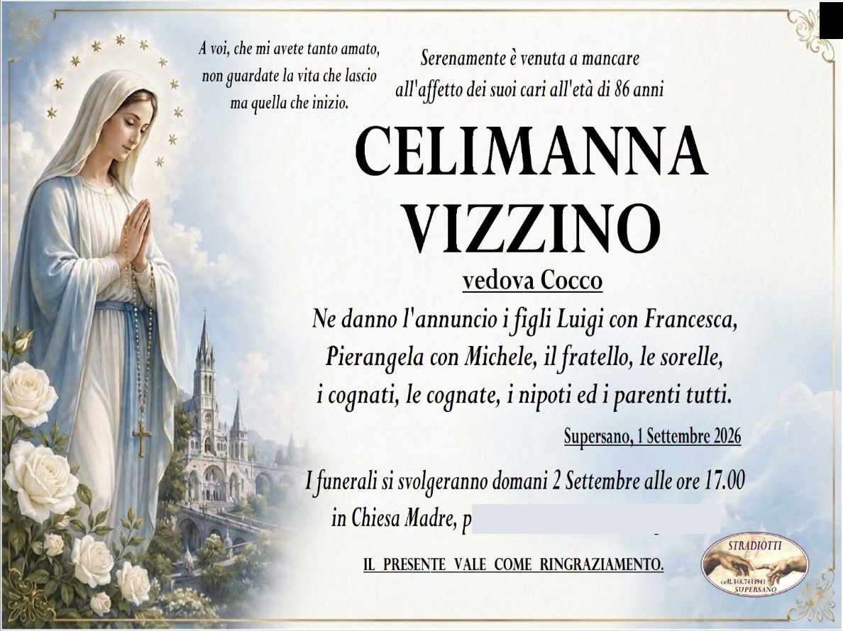 Necrologio di Celimanna Vizzino