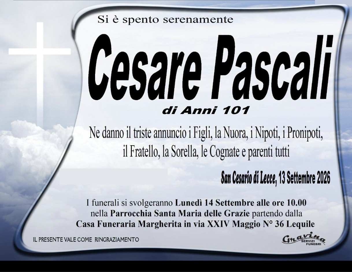 Necrologio di Cesare Pascali