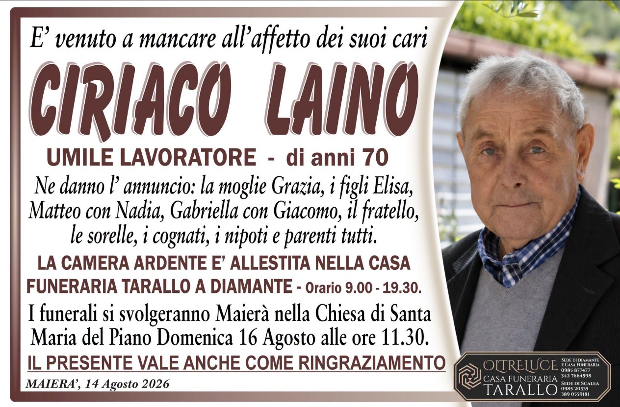 Necrologio di Ciriaco Laino