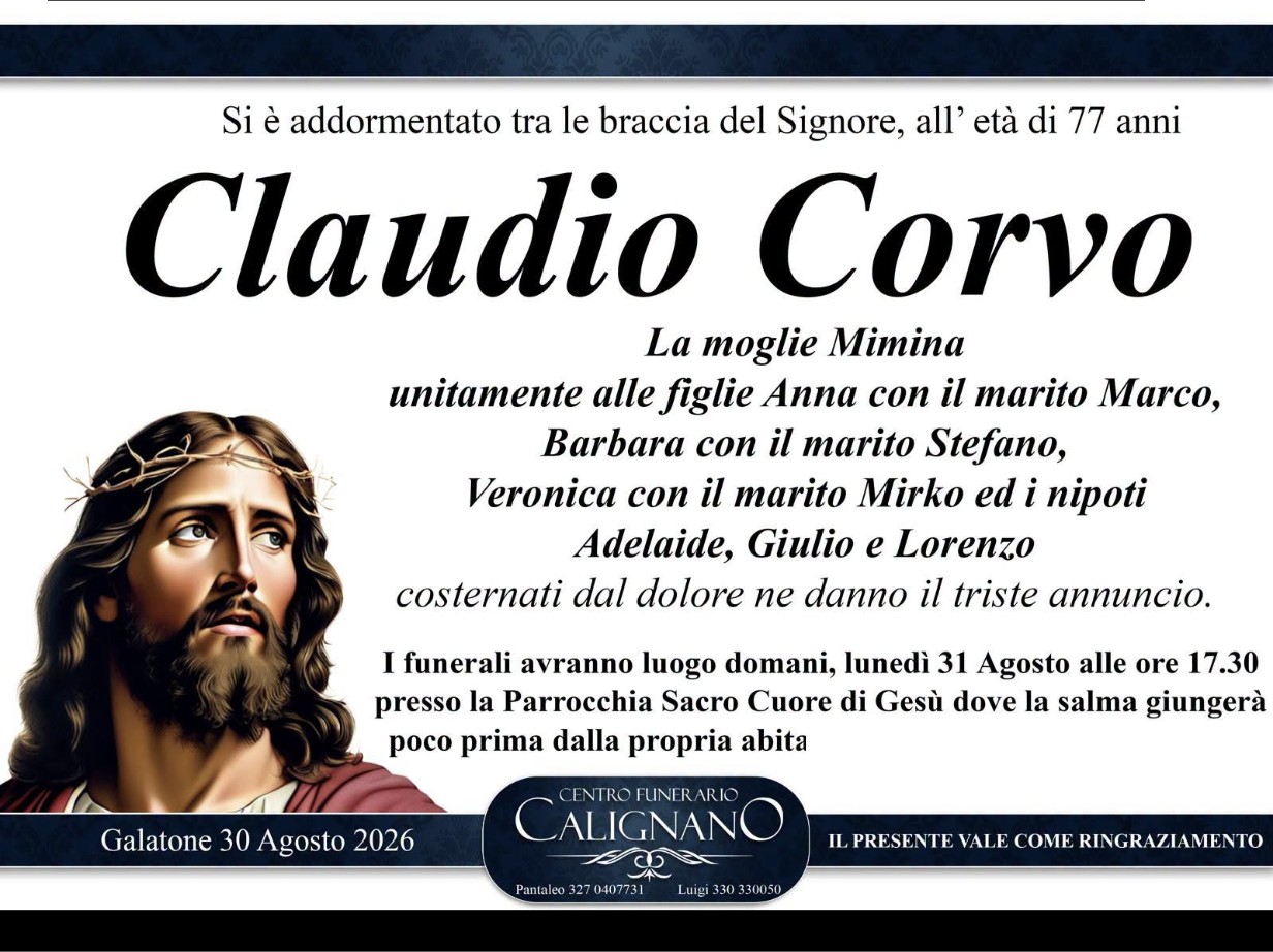 Necrologio di Claudio Corvo