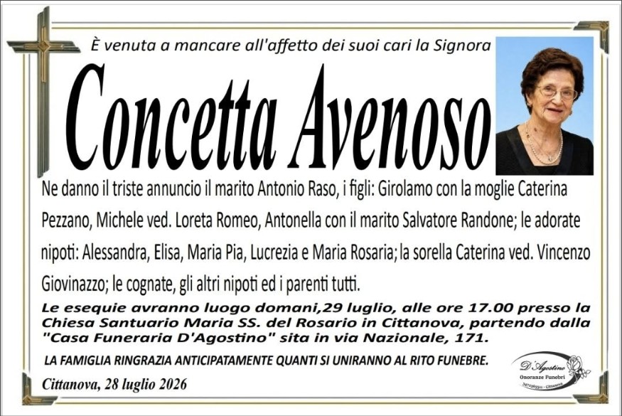 Necrologio di Concetta Avenoso