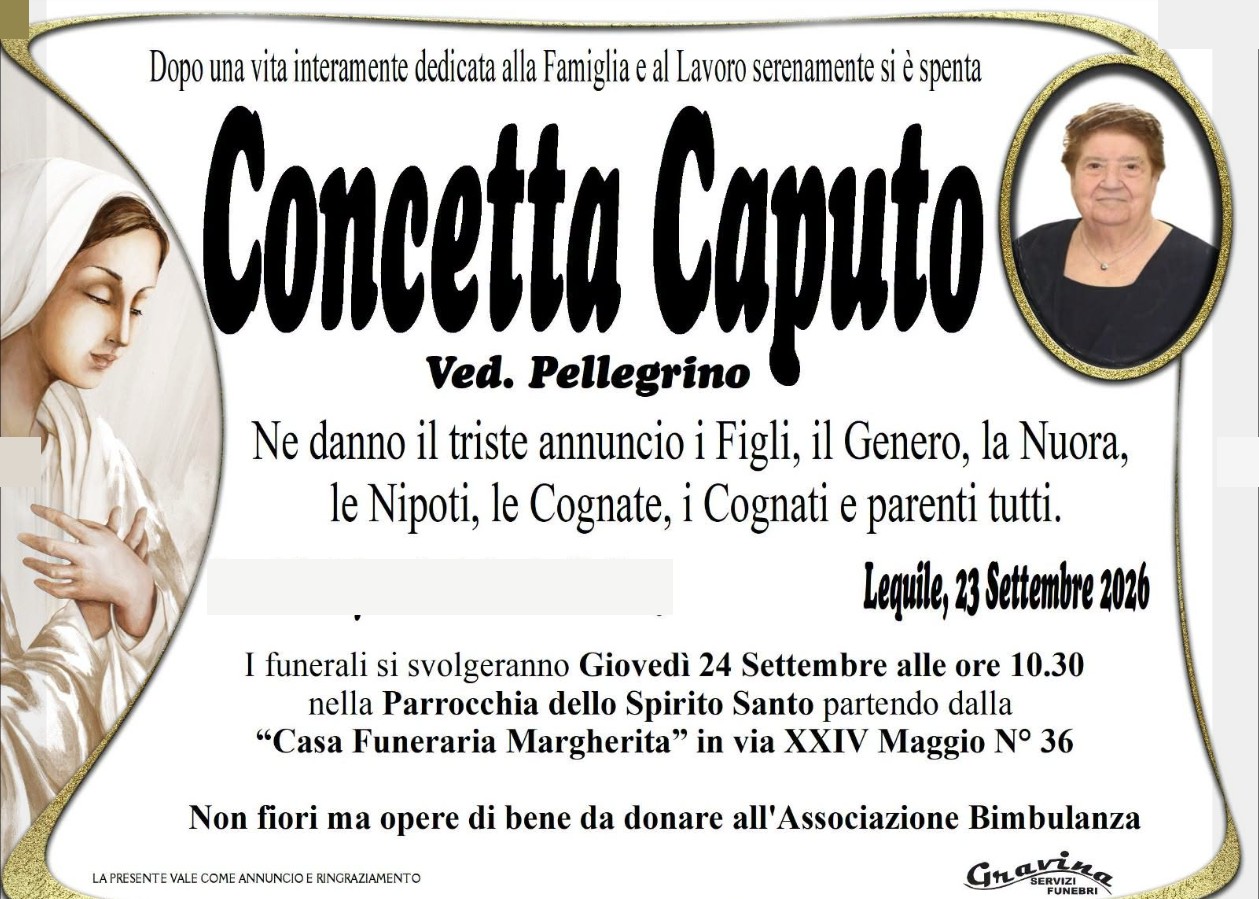 Necrologio di Concetta Caputo