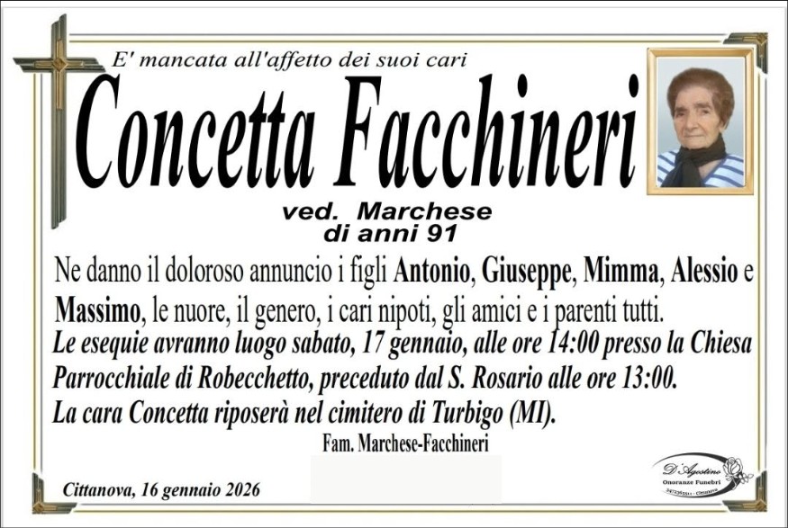 Necrologio di Concetta Facchineri