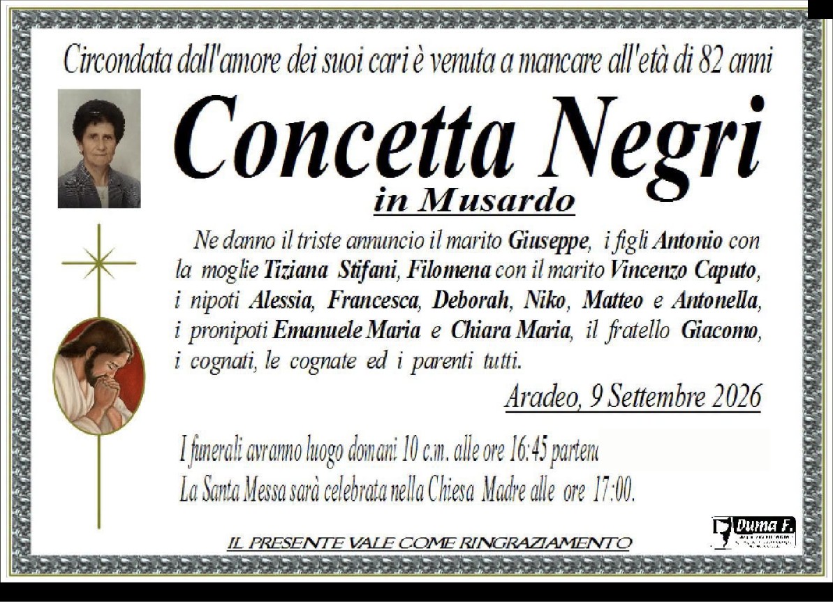 Necrologio di Concetta Negri