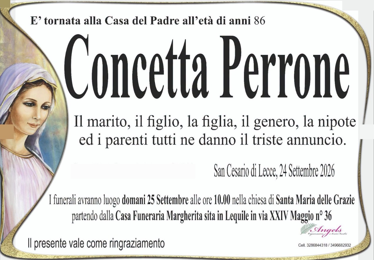 Necrologio di Concetta Perrone
