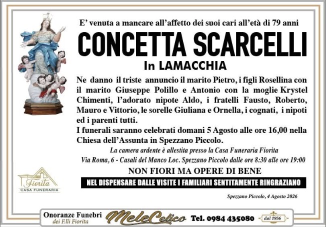 Necrologio di Concetta Scarcelli