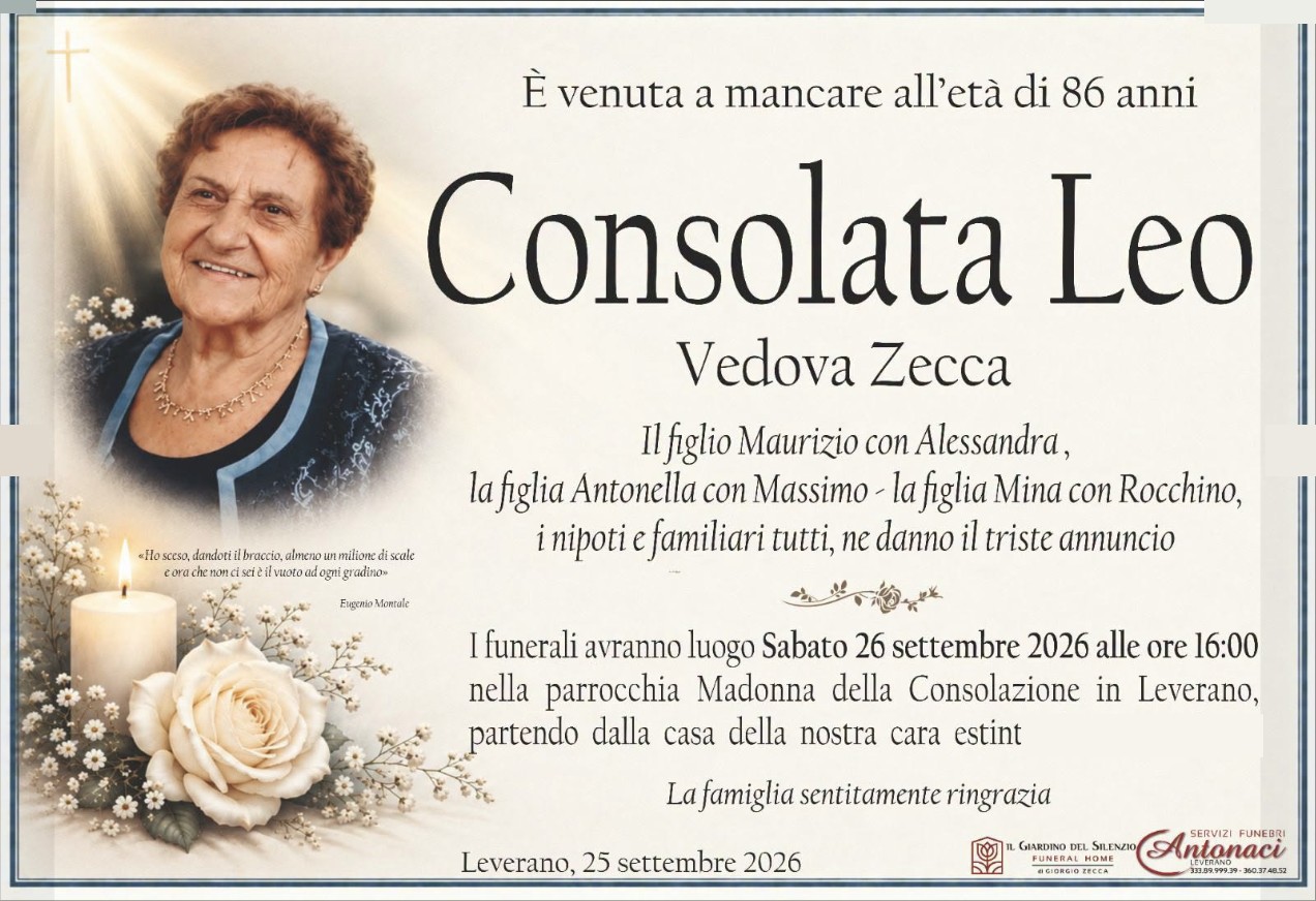 Necrologio di Consolata Leo