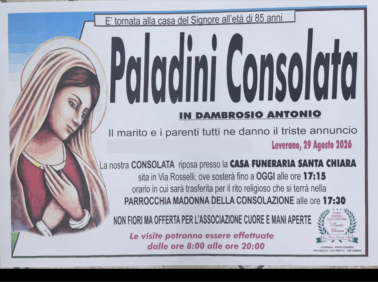 Necrologio di Consolata Paladini