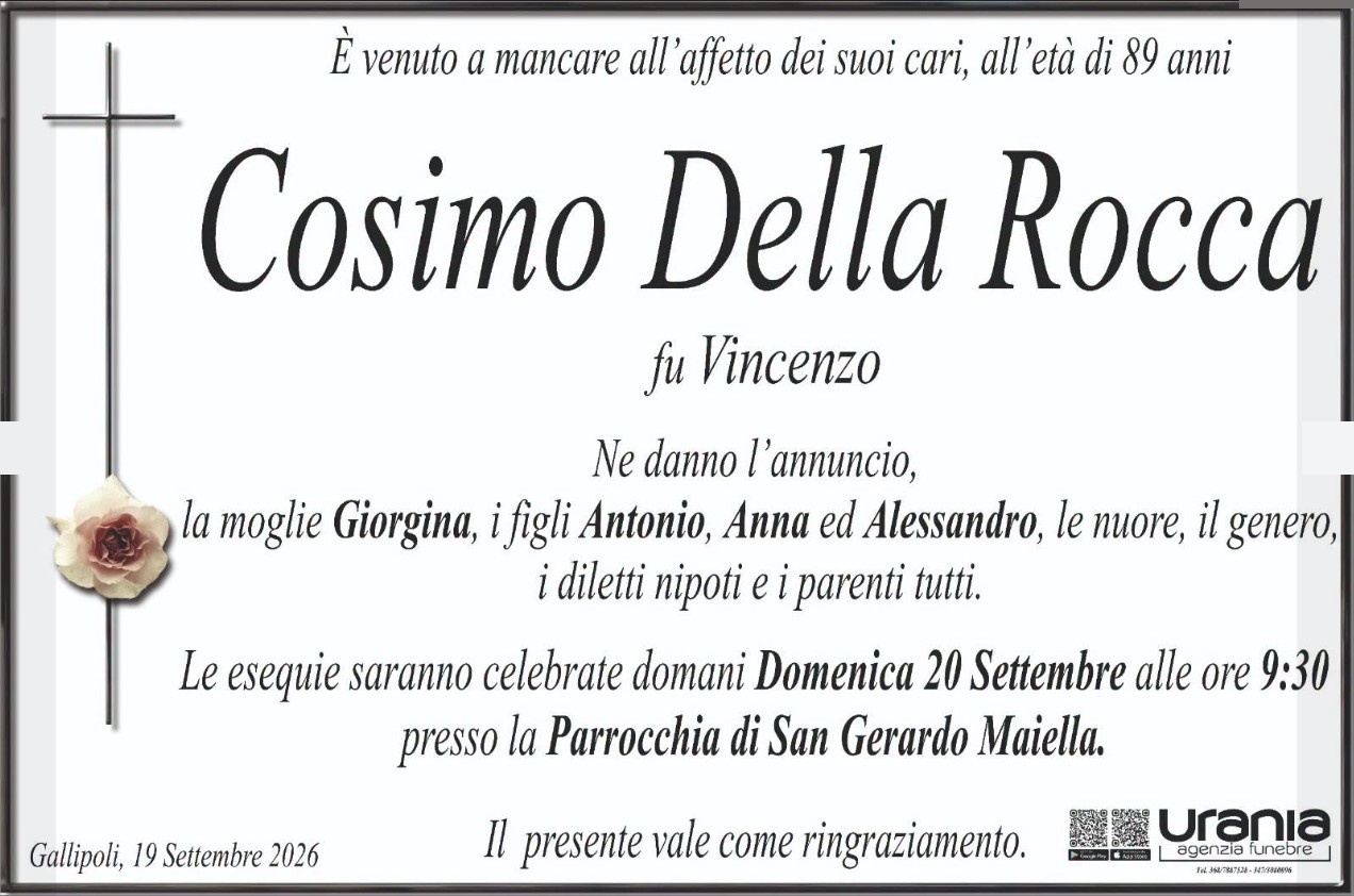 Necrologio di Cosimo Della Rocca