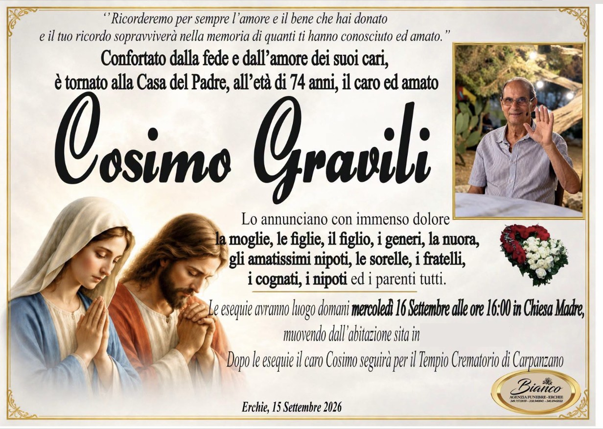 Necrologio di Cosimo Gravili
