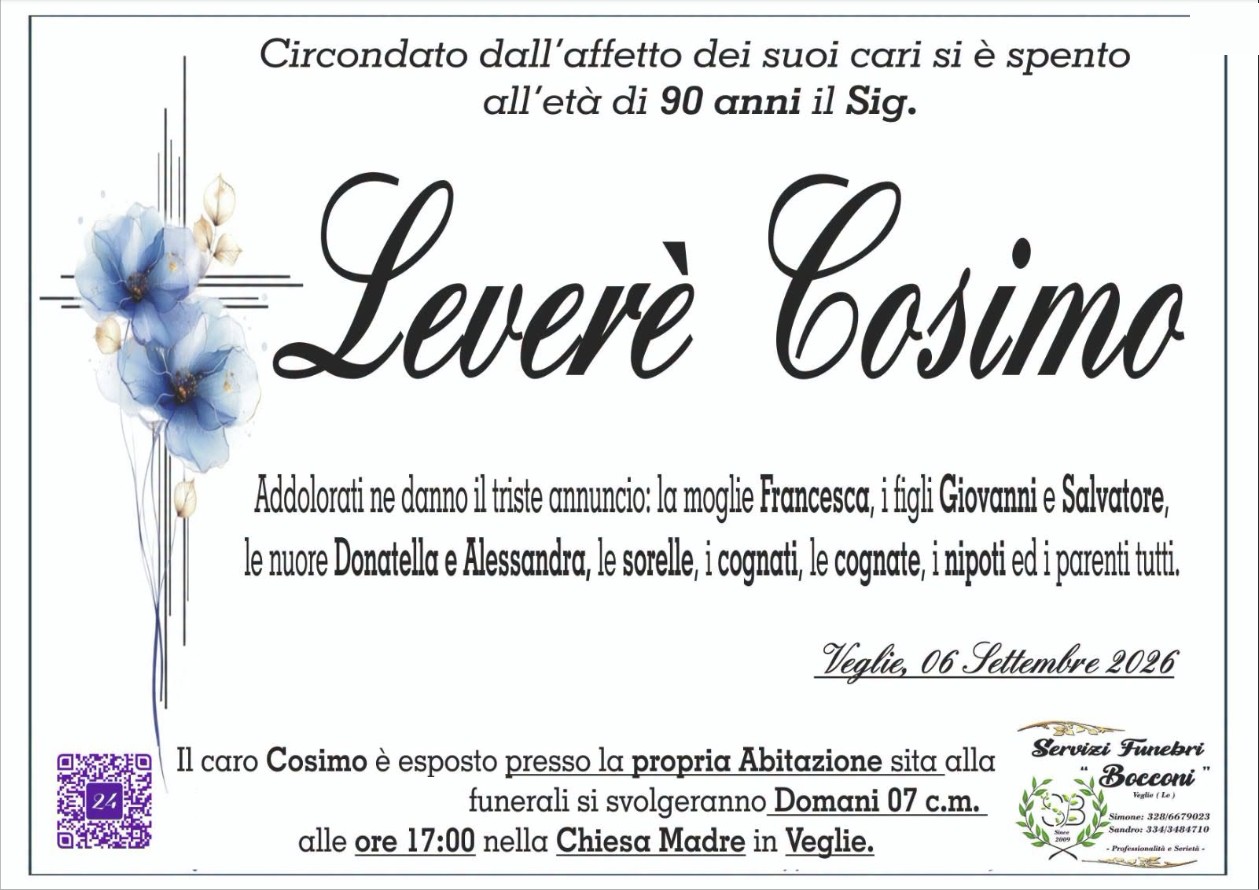 Necrologio di Cosimo Leverè