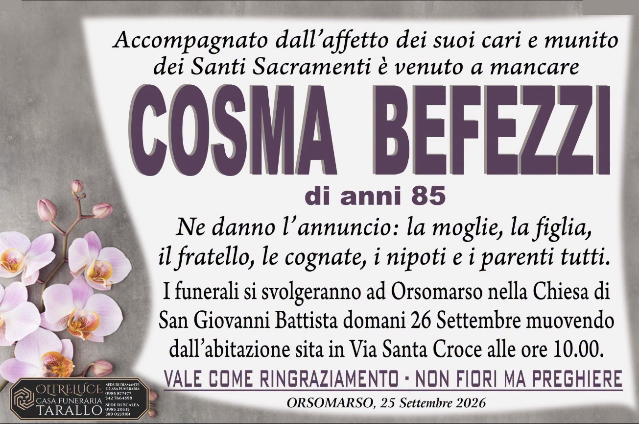 Necrologio di Cosma Befezzi