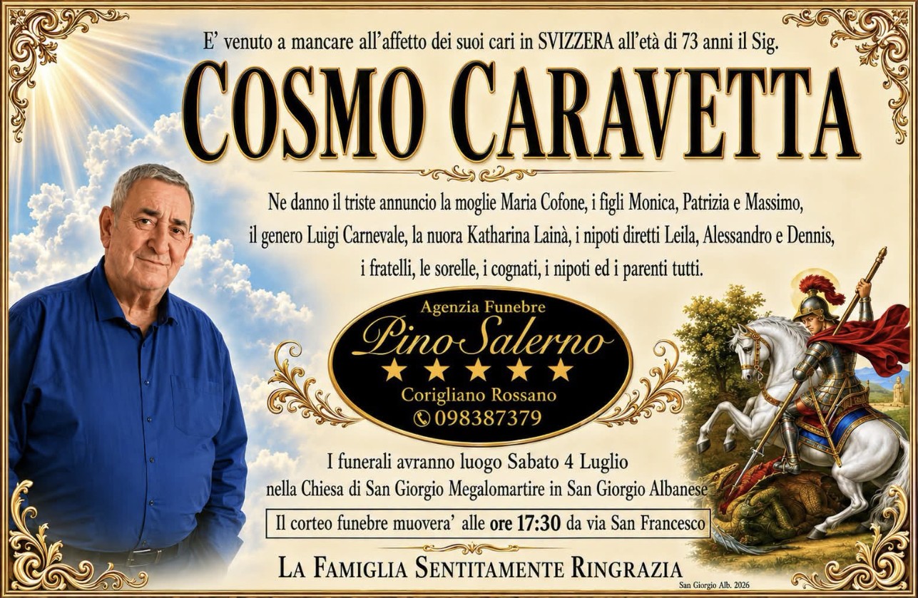 Necrologio di Cosmo Caravetta