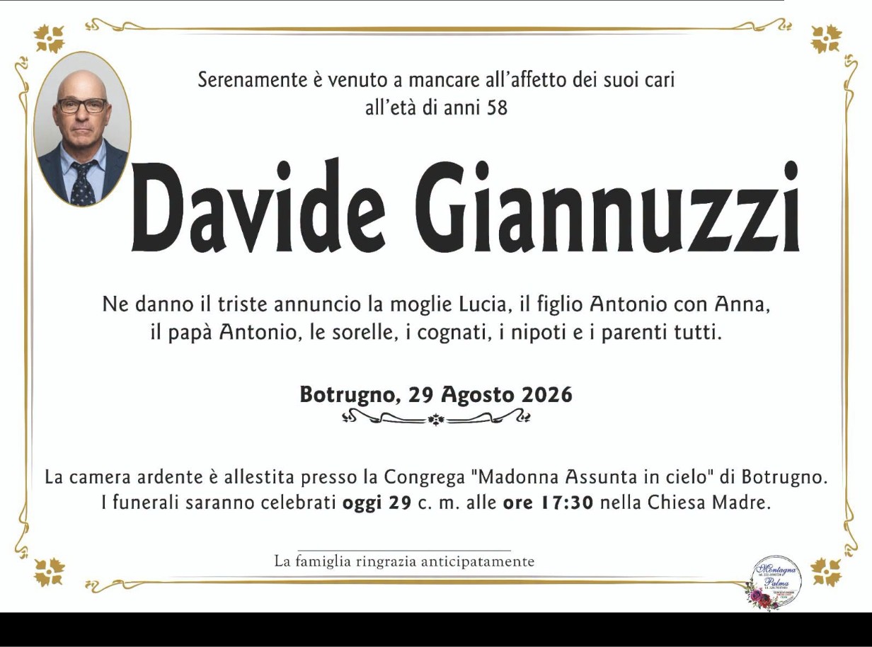 Necrologio di Davide Giannuzzi