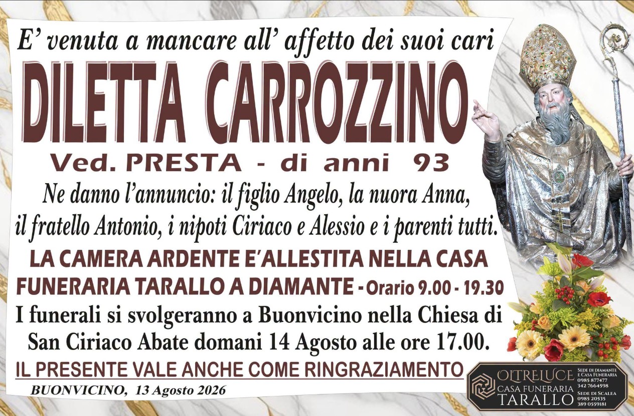 Necrologio di Diletta Carrozzino