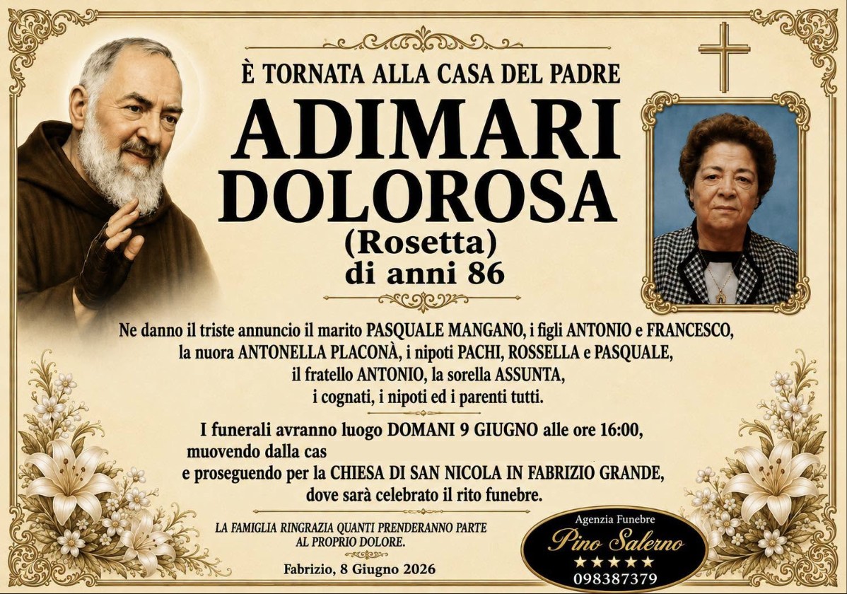Necrologio di Dolorosa Adimari