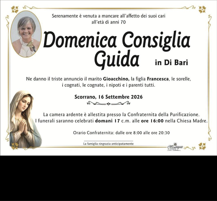 Necrologio di Domenica Consiglia Guida