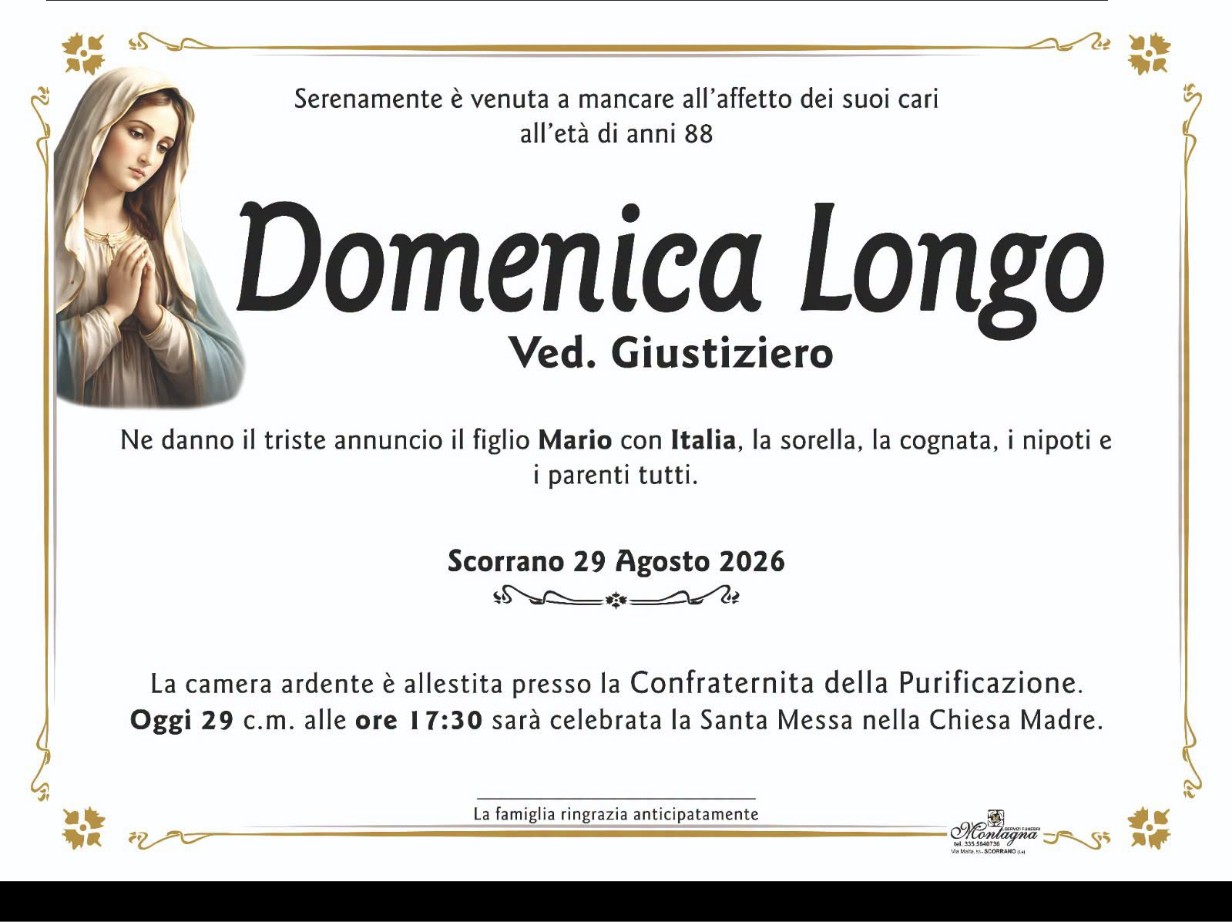 Necrologio di Domenica Longo