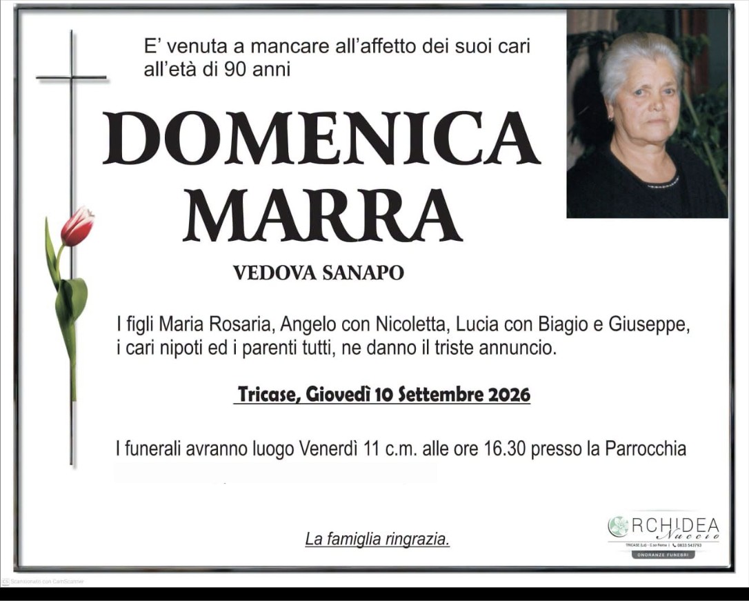 Necrologio di Domenica Marra