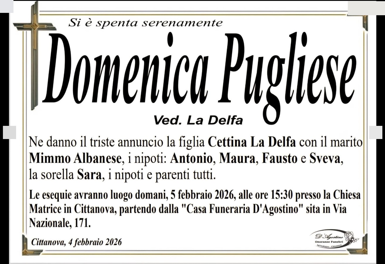 Necrologio di Domenica Pugliese