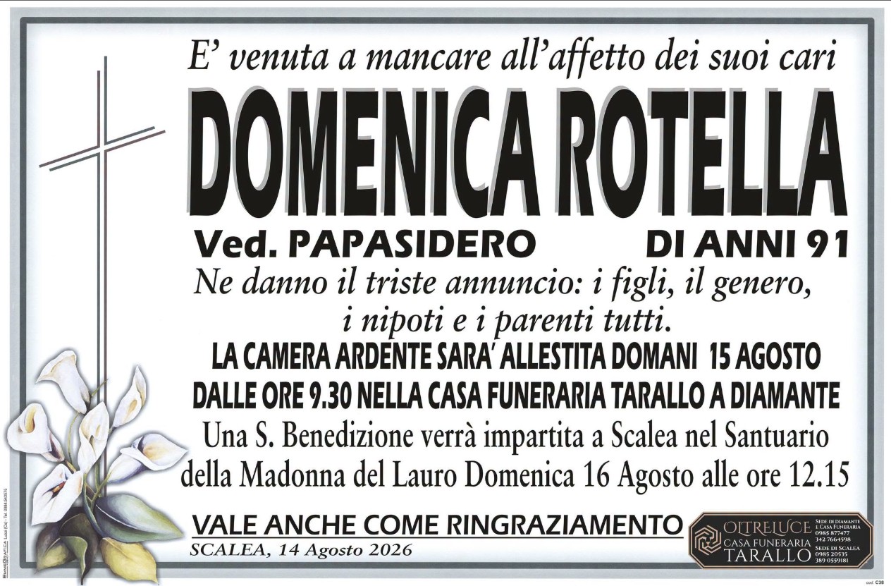 Necrologio di Domenica Rotella