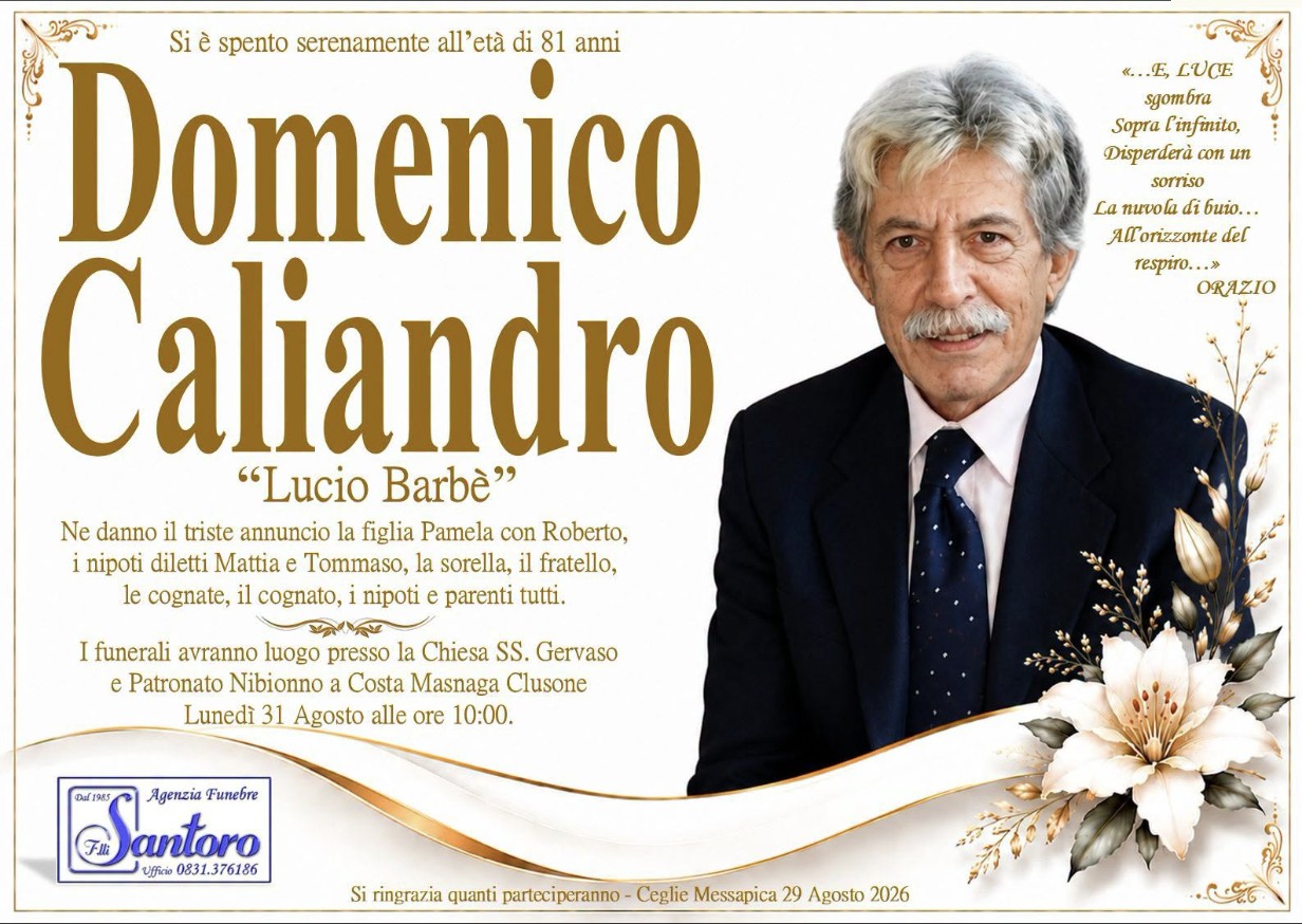 Necrologio di Domenico Caliandro