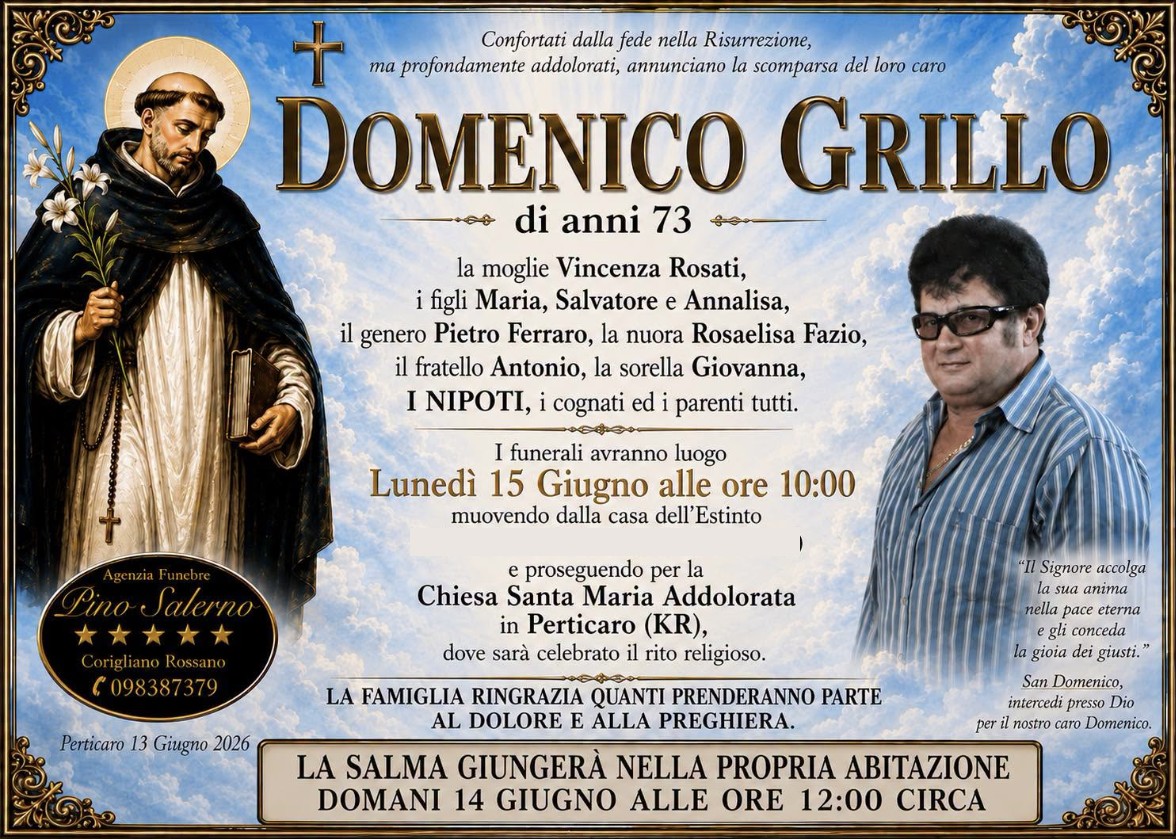 Necrologio di Domenico Grillo