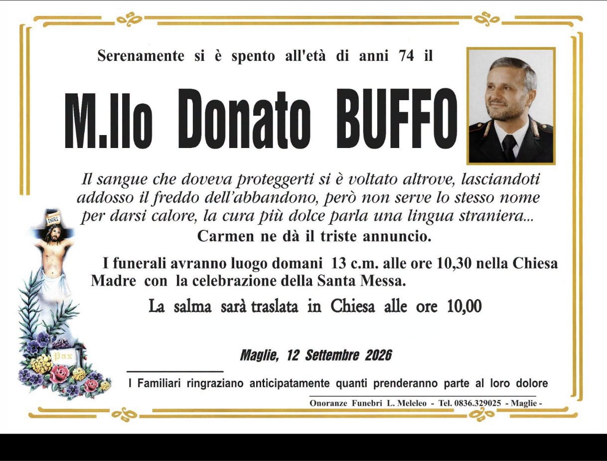 Necrologio di Donato Buffo