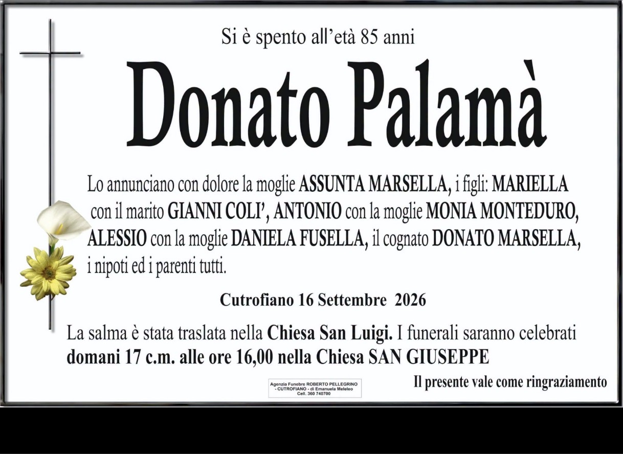 Necrologio di Donato Palamà