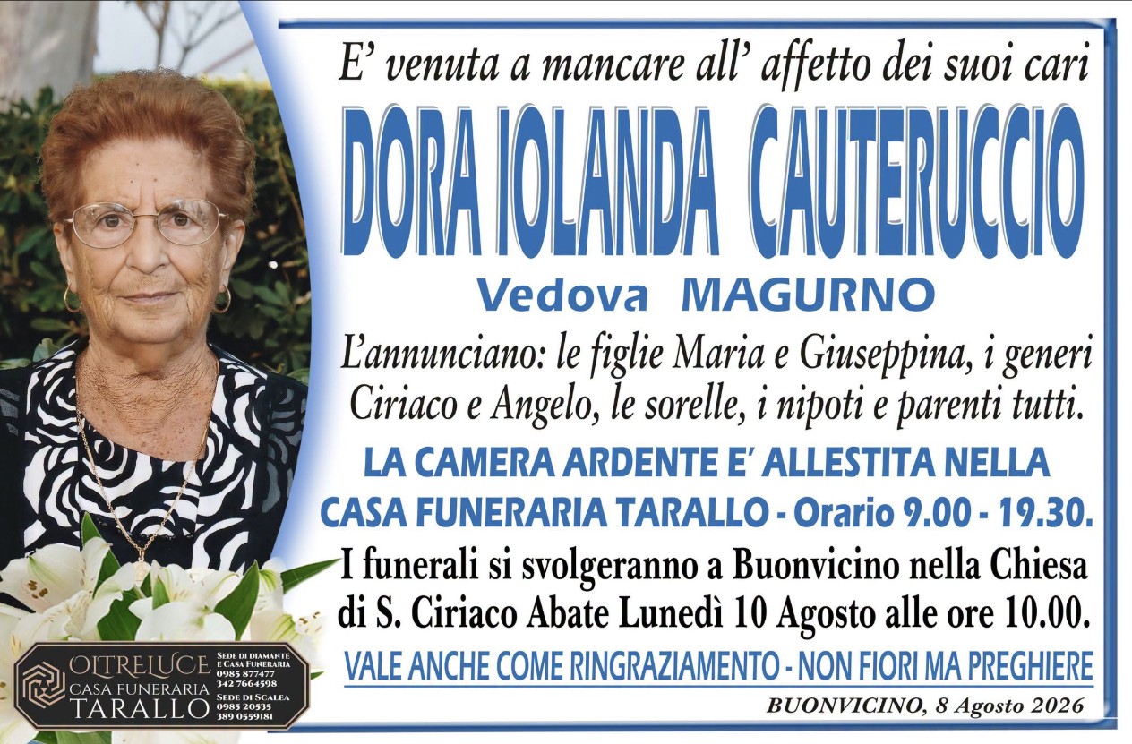 Necrologio di Dora Iolanda Cauteruccio