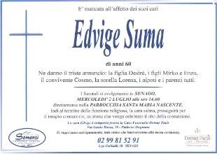 Necrologio di Edvige Suma