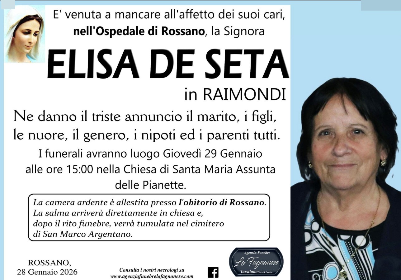 Necrologio di Elisa De Seta