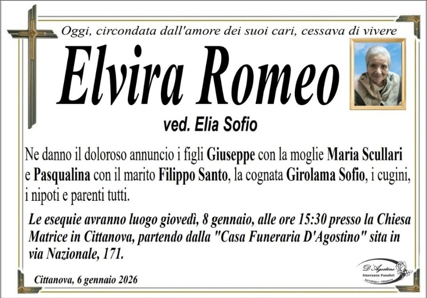 Necrologio di Elvira Romeo