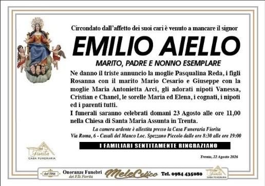 Necrologio di Emilio Aiello