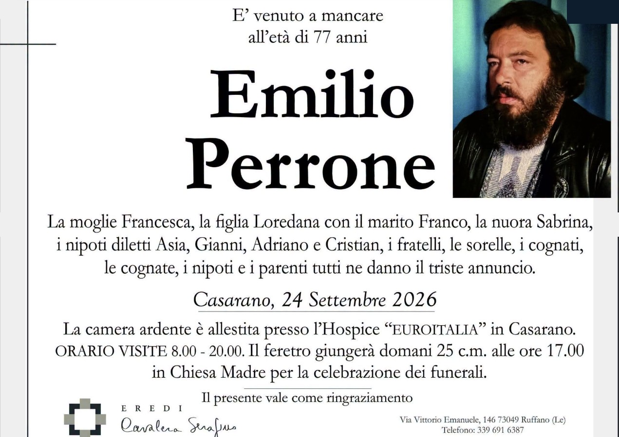 Necrologio di Emilio Perrone