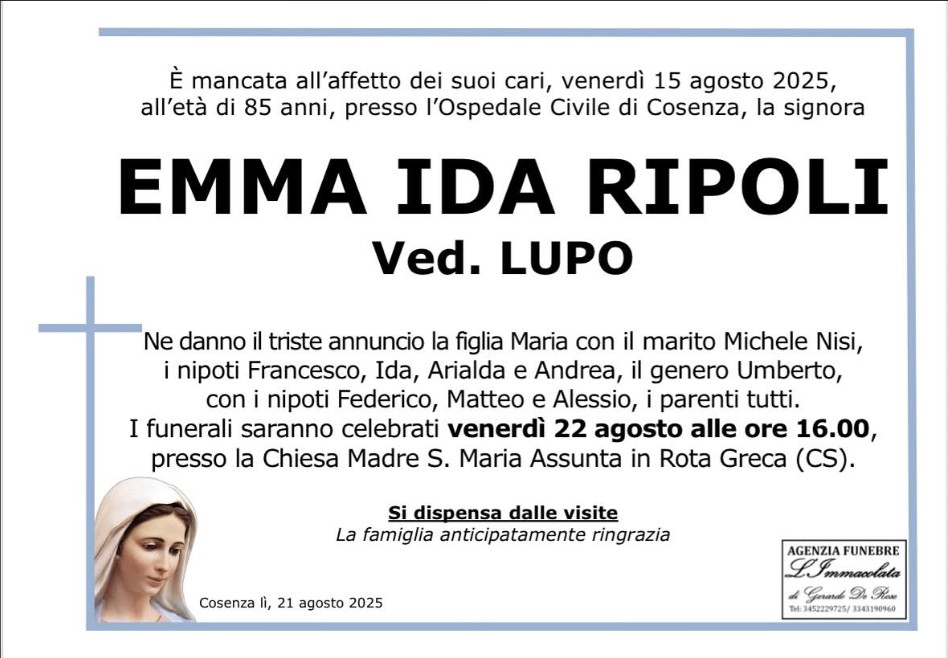 Necrologio di Emma Ida Ripoli
