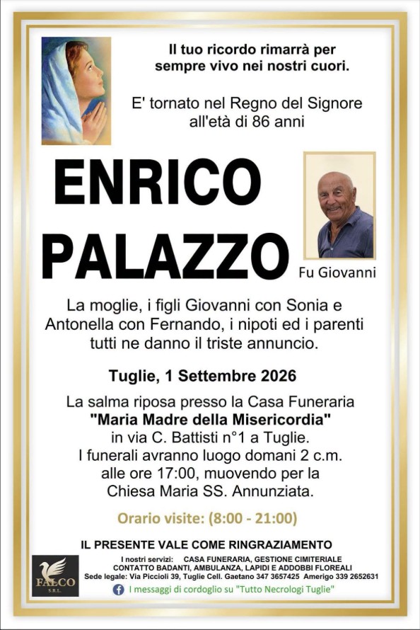 Necrologio di Enrico Palazzo